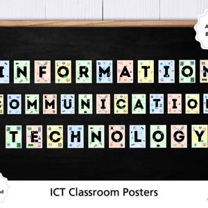 Exhibición en el aula / Carteles con letras sobre TIC / Carteles tecnológicos inspiradores para profesores / Decoración tecnológica para tablones de anuncios de tecnología de la información KS3 KS2