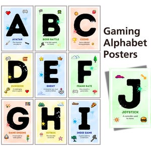 Gaming Alphabet Posters | A-Z Gaming Vocabulary Display | Computer Science Classroom Decor | Gaming Classroom Display | Gaming Themed Decor