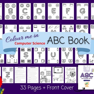 Computer Science Alphabet Coloring Book | STEM Coloring Pages for Kids | Code | Technology Alphabet Printable | Computing Activities KS1 KS2