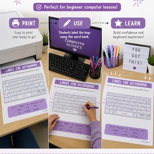 Computer Science Worksheets | Computer Lab Activity | Keyboard Typing Practice | Computing Worksheet | KS2 KS3 Classroom Resource