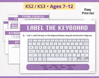 Typing Practice Worksheets | Keyboard Task for Kids | KS2 Computing Activities | ICT Worksheets | Learn to Type| Computer Skills Worksheets