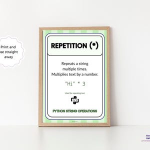 Python String Operations Posters Set of 5, KS3 GCSE Computer Science Display, Slicing Indexing Len Concatenation Repetition Guide Classroom image 7