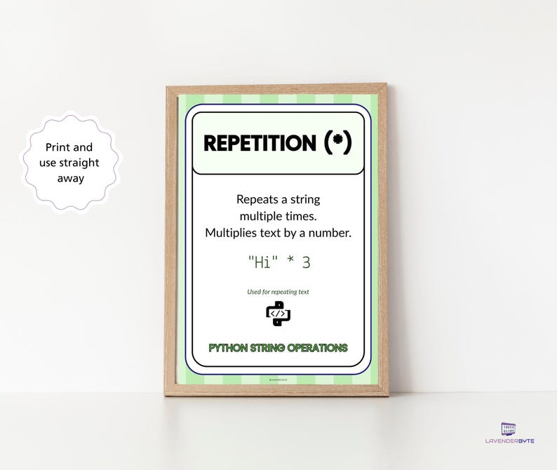 Python String Operations Posters Set of 5, KS3 GCSE Computer Science Display, Slicing Indexing Len Concatenation Repetition Guide Classroom image 7