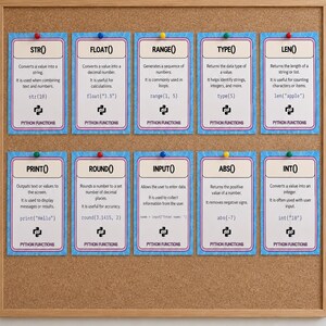 Computer Science Poster Set of 10, Python Functions Posters, Computer Lab Decor, Coding Classroom Display, GCSE KS3 KS4 Computing Printable