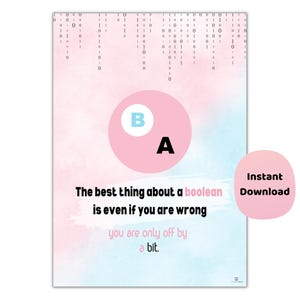 Grappige booleaanse poster | Computerwetenschap humor muurkunst | Geek kantoorinrichting