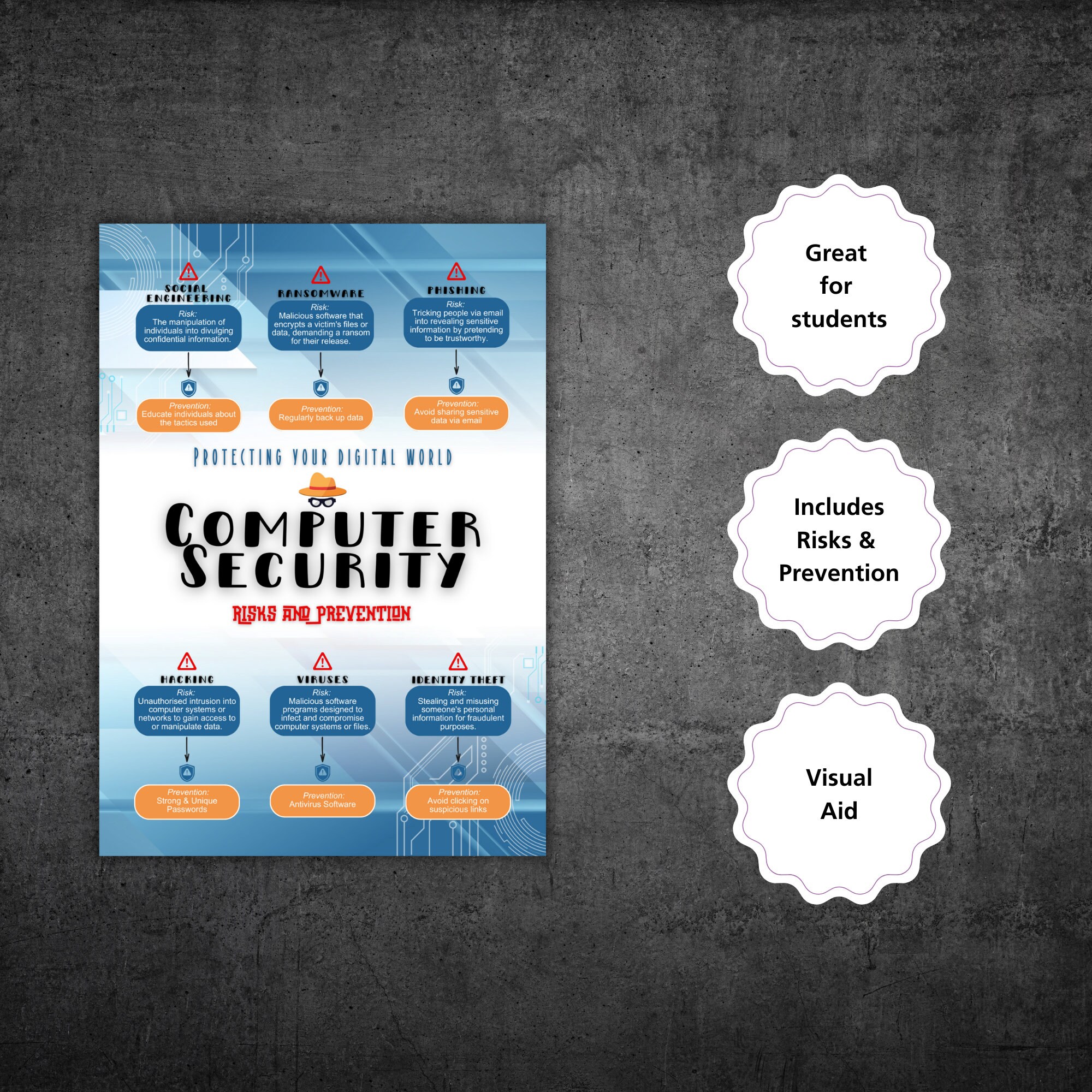 Computer Security Poster - Printable Internet Risks & Prevention ...