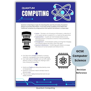 Poster sur l'informatique quantique | Décoration KS3 GCSE A-Level (téléchargement numérique)