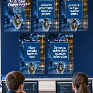 Poster sull'informatica quantistica, qubit, sovrapposizione, entanglement, poster STEM, decorazioni per l'informatica, tecnologie del futuro, KS3 GCSE A Level immagine 18