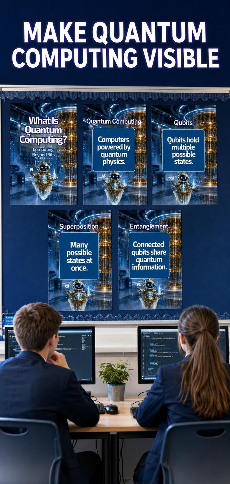 Poster sull'informatica quantistica, qubit, sovrapposizione, entanglement, poster STEM, decorazioni per l'informatica, tecnologie del futuro, KS3 GCSE A Level immagine 18