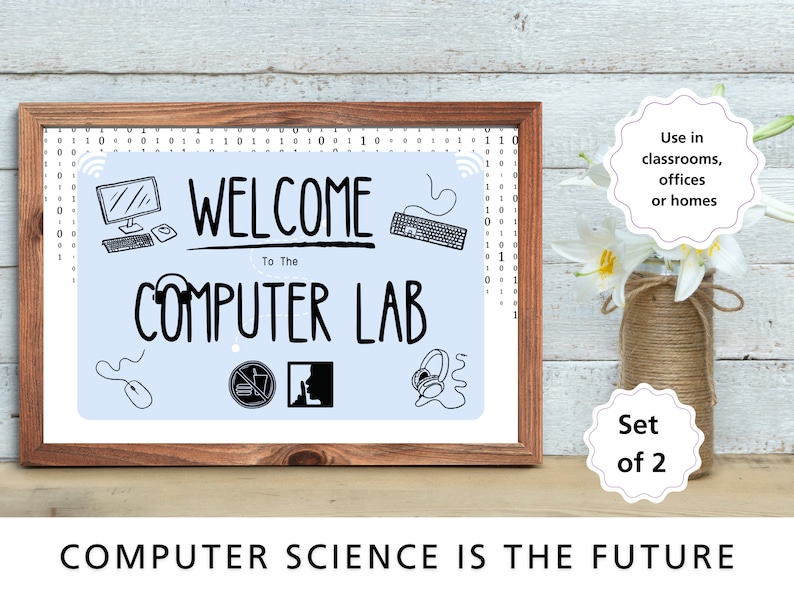 Computer Lab School Sign Classroom Decor Teacher Door Signs Computers ...