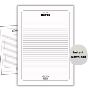 Papel de notas tecnológico kawaii / Notas rayadas imprimibles para estudiantes de informática