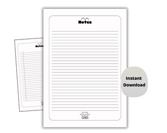 Carta da lettere Kawaii Tech / Appunti stampabili a righe per studenti di informatica