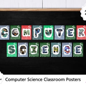 Carteles de letras de informática en el aula, carteles inspiradores de informática para exhibición tecnológica, tablón de anuncios GCSE de informática, decoración tecnológica
