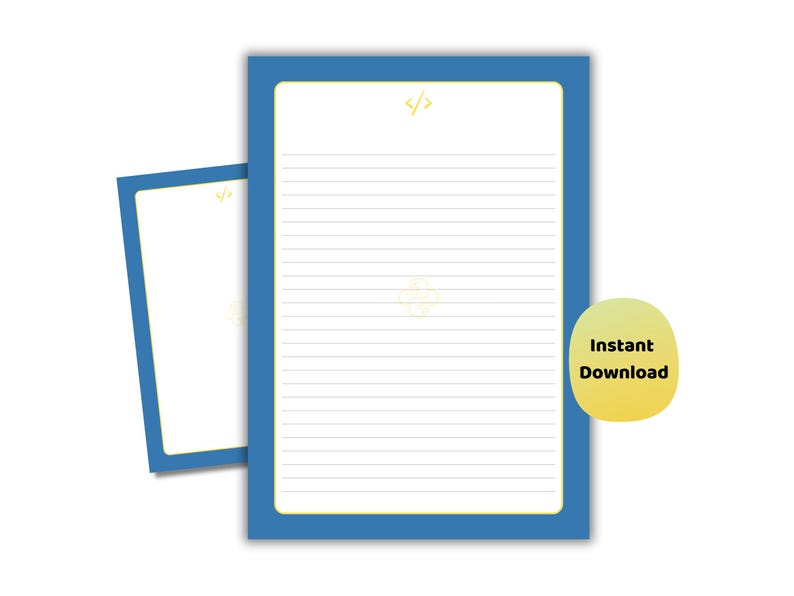 Python Coding Notes Template | Lined Programming Paper (Printable PDF) image 1