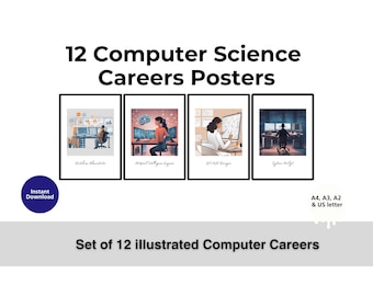 Poster sulla carriera in informatica / Decorazioni per aule STEM (set da 12) (download digitale)