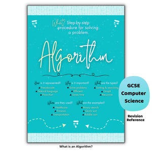 Póster de algoritmos / Repaso de GCSE para el aula de informática (descarga digital)