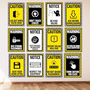 Computer Lab Safety Posters | Tech Rules Printable Decor (Digital Download)