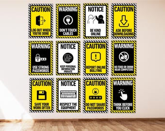 Computer Lab Sicherheit Poster | Tech Regeln Printable Decor (Digitaler Download)