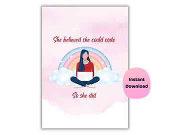 Girls Who Code Poster | Women in Tech Decor | Computer Science Classroom Poster | STEM Wall Art | Technology Classroom Display | Computing