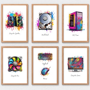 Artistic Computer Hardware Posters Computing Posters Classroom Posters Computer Science x12 GCSE STEM Class technology Decor Paint Splatter