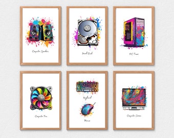 Artistic Computer Hardware Posters Computing Posters Classroom Posters Computer Science x12 GCSE STEM Class technology Decor Paint Splatter