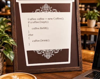 Programmer Coffee Wall Art | Programmer Gift | Computer Science Poster | Software Developer Decor | Tech Office Decor | Digital Download