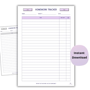 Rastreador de tareas de informática / Planificador imprimible para estudiantes