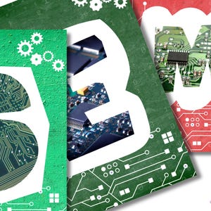 May include: Three white letters, "SEM", are displayed on a green and red background. The letters are made of circuit boards, suggesting a digital marketing concept.