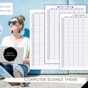 Half-hour Weekly Schedule| Printable Planner |computer Science & Tech ...