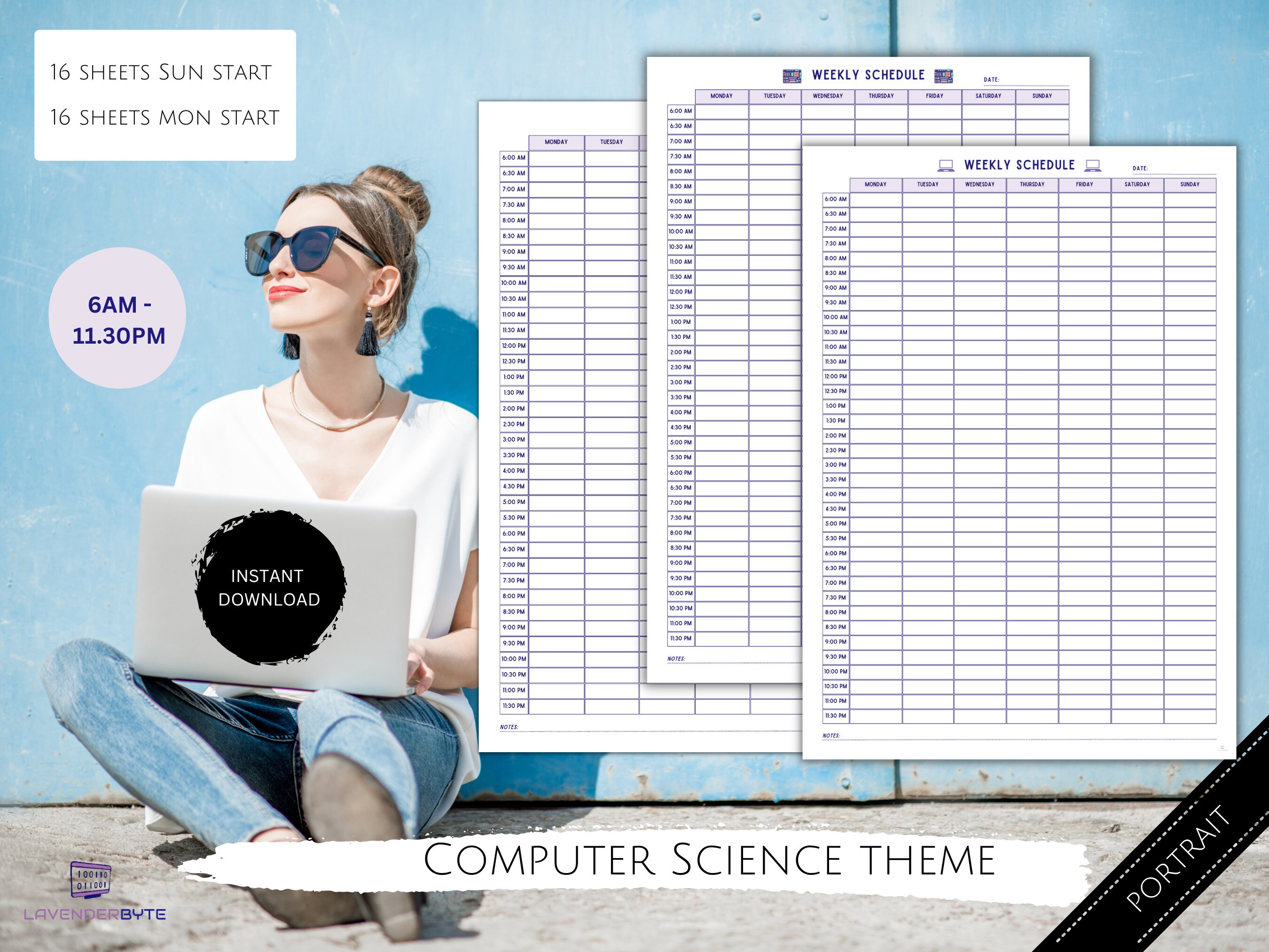 Half-hour Weekly Schedule| Printable Planner |computer Science & Tech ...