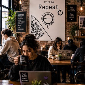 Datavetenskapsaffisch, datalabbdekor, kodningsaffisch, programmerarväggkonst, kodkaffeupprepning, dataklassrumsdekor, utskrivbar