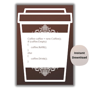 Coffee Code Poster | Computer Science Wall Art