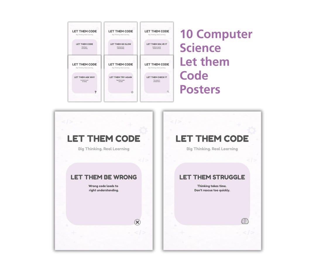 Let Them Code Classroom Posters Set of 10 | Computer Science Aesthetic ...