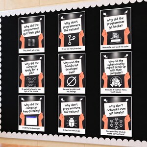 Paket med datavetenskapsklassrum | Datavetenskapsaffischer | Dekor för datalabb | Teknikklassrumsaffischer | Utskrivbara displayset med 9