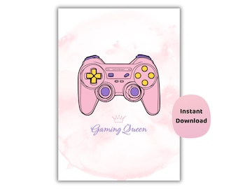 Gaming Queen Poster zum Ausdrucken - Rosa Gamer-Wandkunst