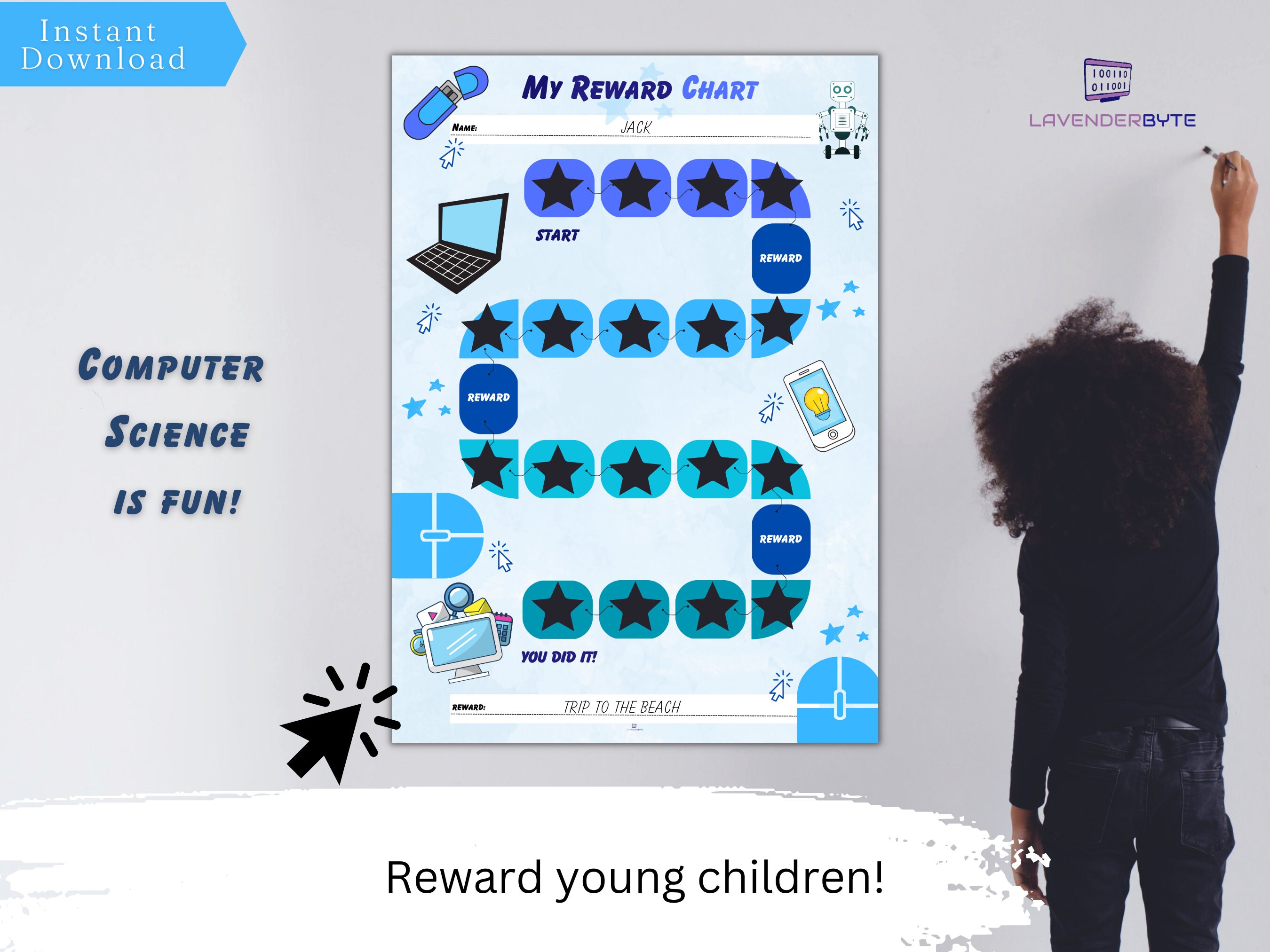 Technology Kids Reward Chart Daily Routine & Behaviour Tracker Children ...