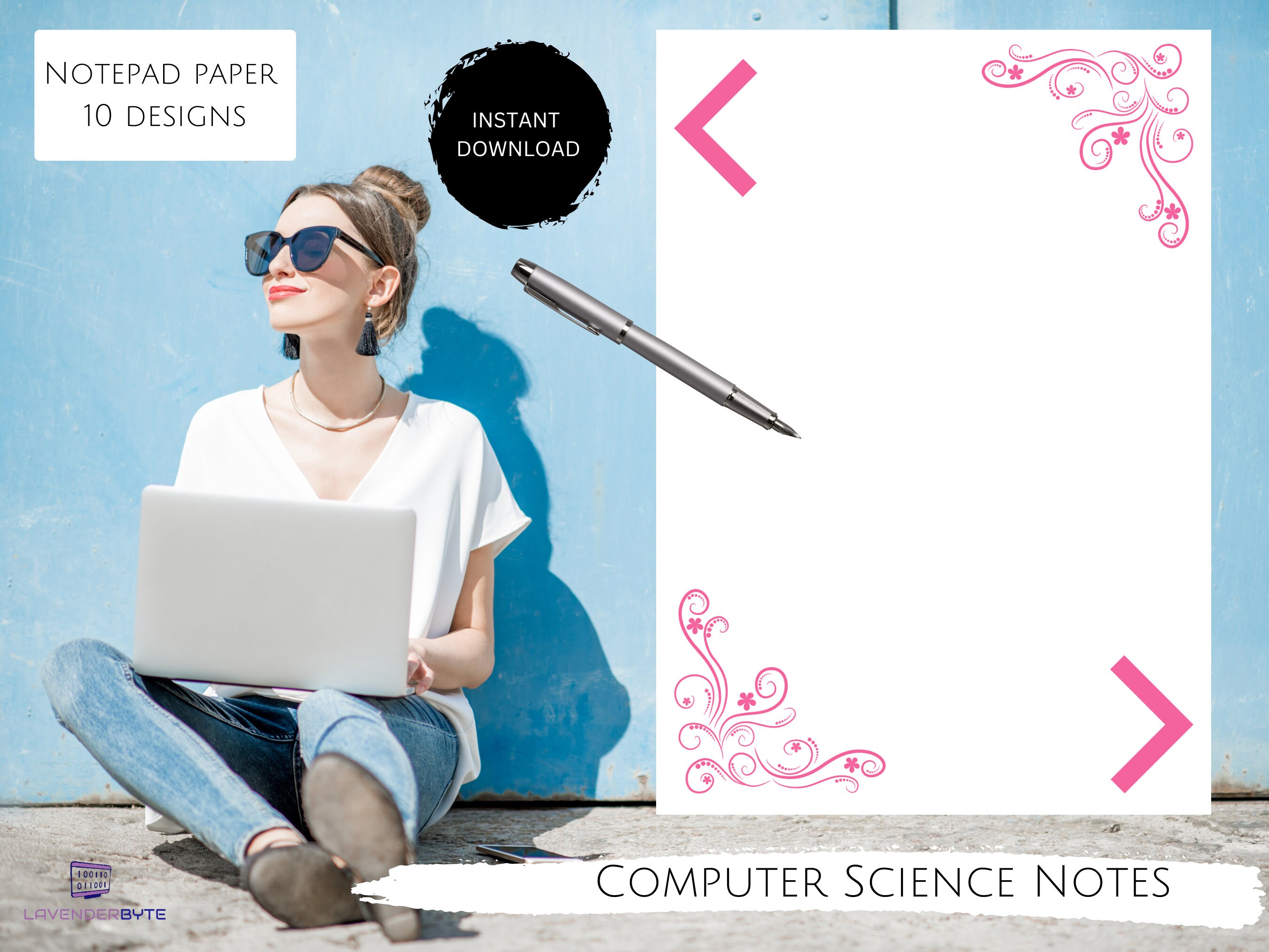 Computer Science Writing Paper | Coding Notes Template | Tech Theme ...