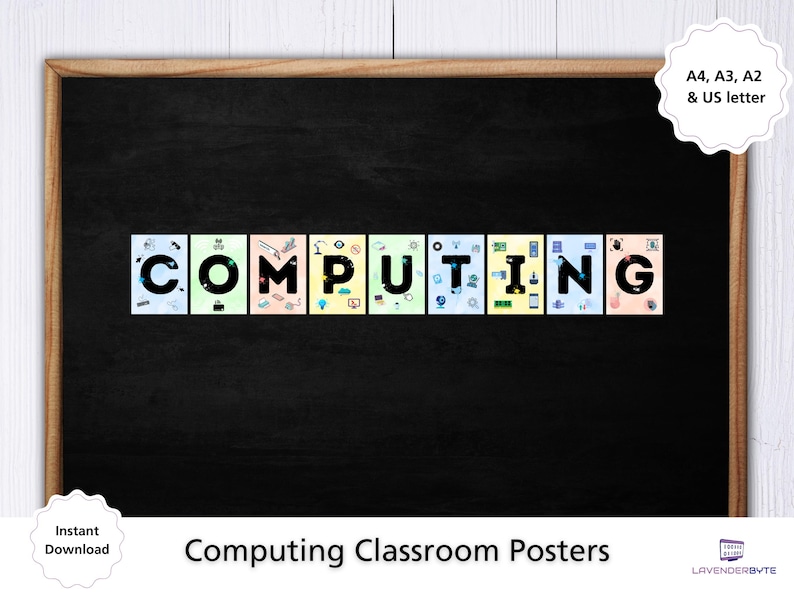 Computing Classroom Display | Computing Letter Posters | KS2 KS3 Computer Science Bulletin Board Decor image 1