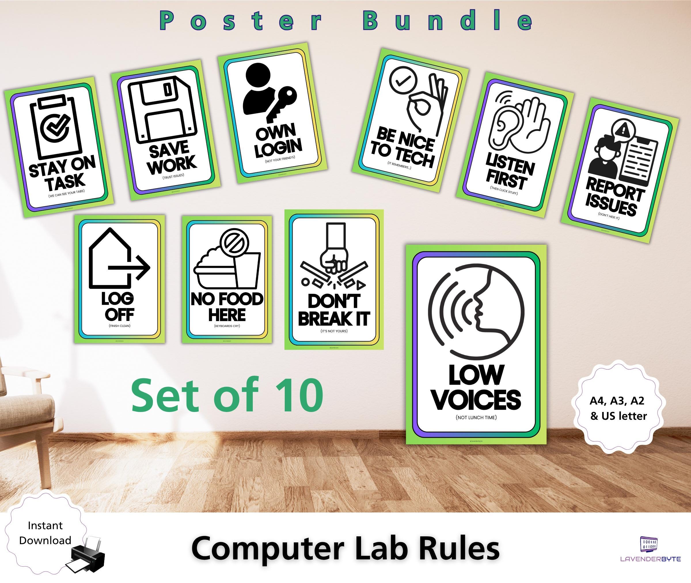 Computer Lab Rules Posters Printable | Computing Classroom Decor | KS2 ...