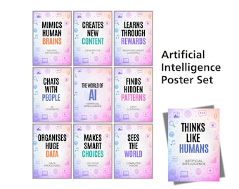 Artificial Intelligence Posters | AI Classroom Display | Computer Science Wall Art | Machine Learning Posters | AI Explained for Students