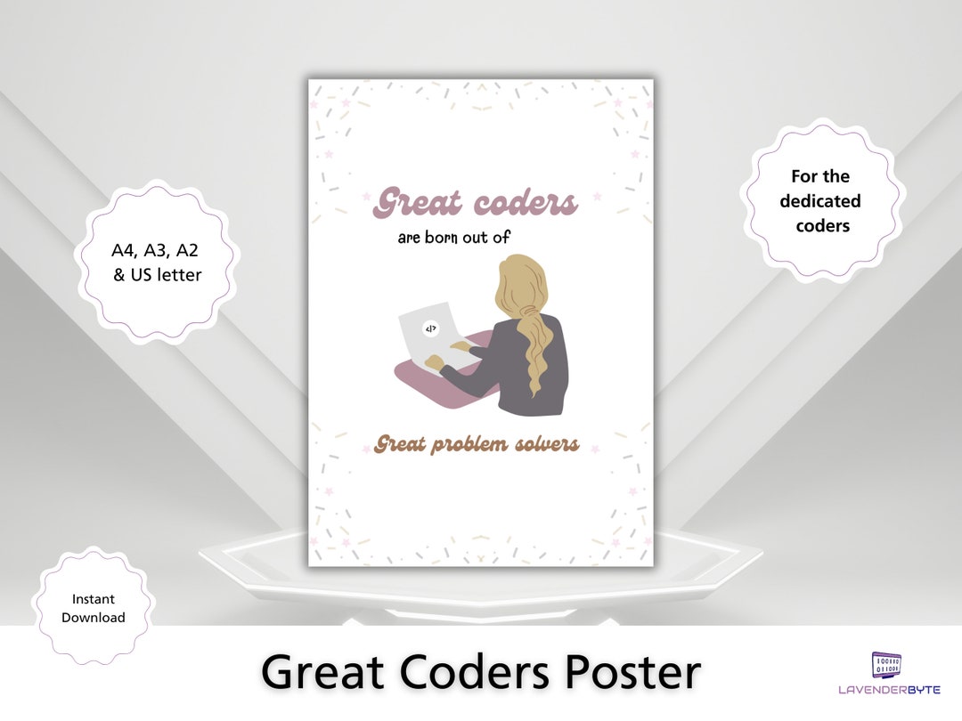 Girls Code Poster | Computer Science Student Print | Tech Office Decor ...