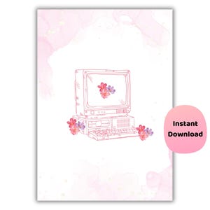 Pink Floral Computer Poster | Tech Girl Wall Art