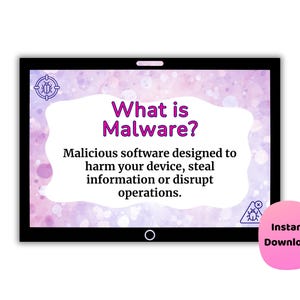 Carteles de concienciación sobre descargas seguras y malware / Seguridad en línea y ciudadanía digital