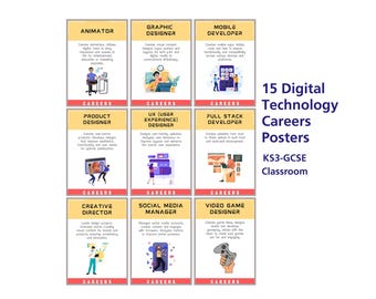 Digitale Technologiekarriere Poster - 15er-Set (KS3–GCSE Classroom)