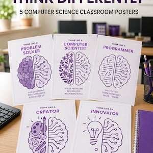 Computer Science Classroom Decor | STEM Mindset Posters | Future Innovators Display | Computer Lab Wall Art | Growth Mindset Set | Coding