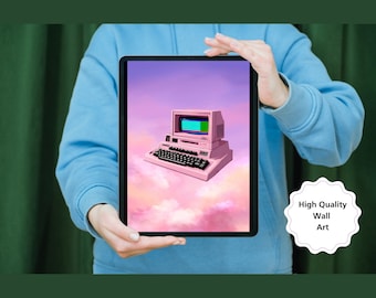 Pósteres vintage de la computadora Commodore 64 / Arte mural retro de informática / Decoración de videojuegos retro / Juego de láminas vintage de informática / Pósteres de historia de la informática