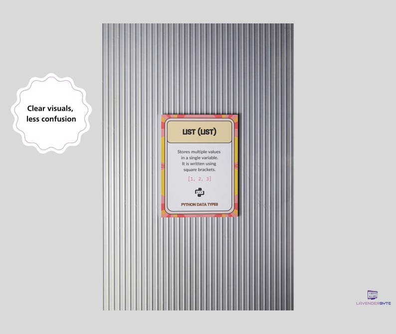 Python Datentypen Poster Set, String Integer Float Boolesche Liste Tuple Set Wörterbuch, GCSE Computer Science Classroom Decor KS3 KS4 Wall Bild 5