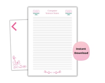 Computer Science Lined Paper Printable | Tech Theme Notepad for Students & Study Notes