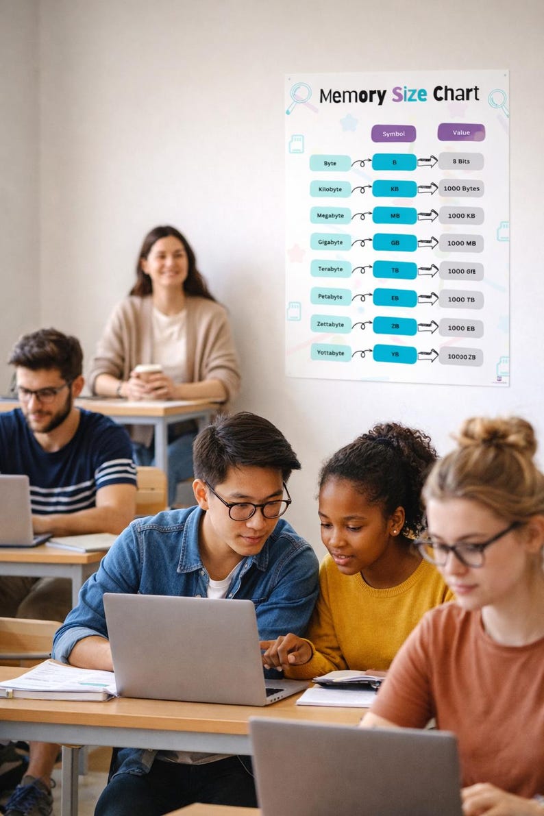Memory In Size Order Computer Memory Size Chart Poster - Student Revision (digital Download ...
