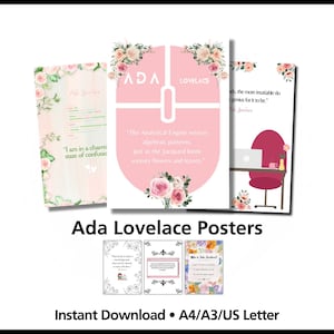 Women in Computer Science Posters | Ada Lovelace Quote Prints (Set of 5)